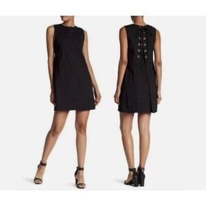 Theory Black Mini Dress with Lace-Up Back